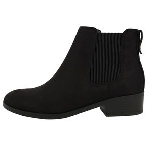 NEW Black Faux Suede Round Toe Elastic Side Ankle